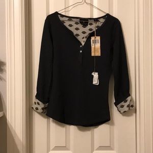 Maison Scotch Navy Slub Tee XS Reversible Kiss